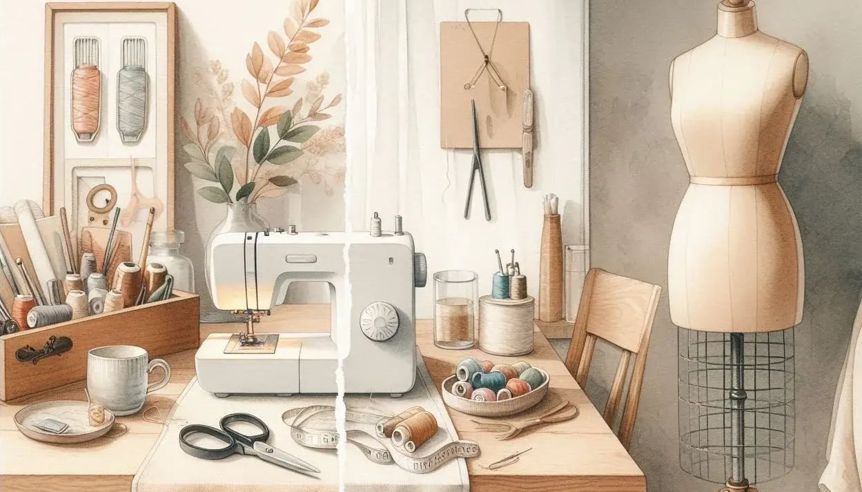 Sewing machine and tools for home service